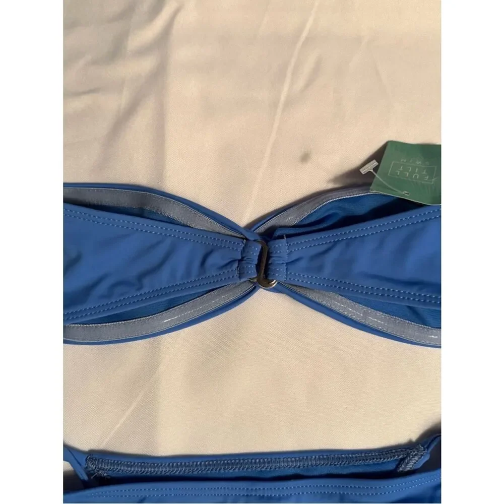 NWT Tilly’s Full Tilt Blue Twist Bandeau Bikini Set Tie Side Cheeky Bottoms